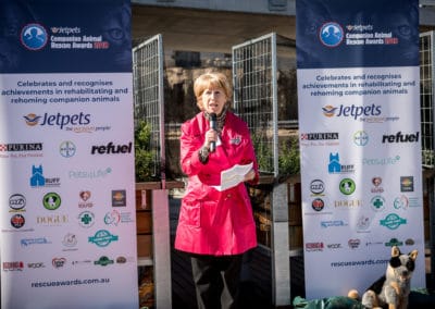 Cathy Beer of Pets4Life officially launches the Jetpets Companion Animal Rescue Awards 2018.
