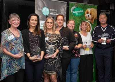 Jetpets Rescue Awards Ceremony 2019 Winners: Sue Quartermain of RSPCA Victoria, Marisa Debattista of Second Chance Animal Rescue, Nicole Tharle of Dandy Cat Rescue, Brooke Rankmore of AMRRIC, Joanne Amos of Maneki Neko Cat Rescue, Michelle Gallo of Camden Council and Jeremy Bennett of Sutherland Shire Animal Shelter. Jo Lyons Photography